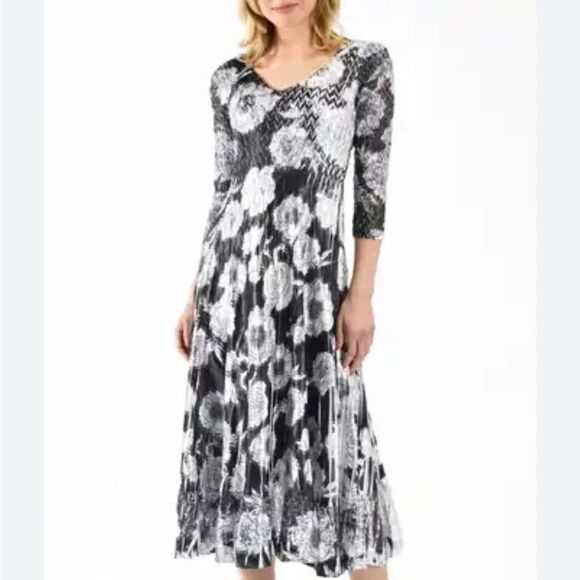 Komarov Floral Chiffon Midi Dress NWT 1X $350 - Picture 5 of 8